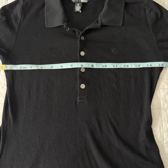 Lauren Ralph Lauren Black Polo-Style Knit Dress With Button-Front & Short Sleeve - Picture 10 of 12